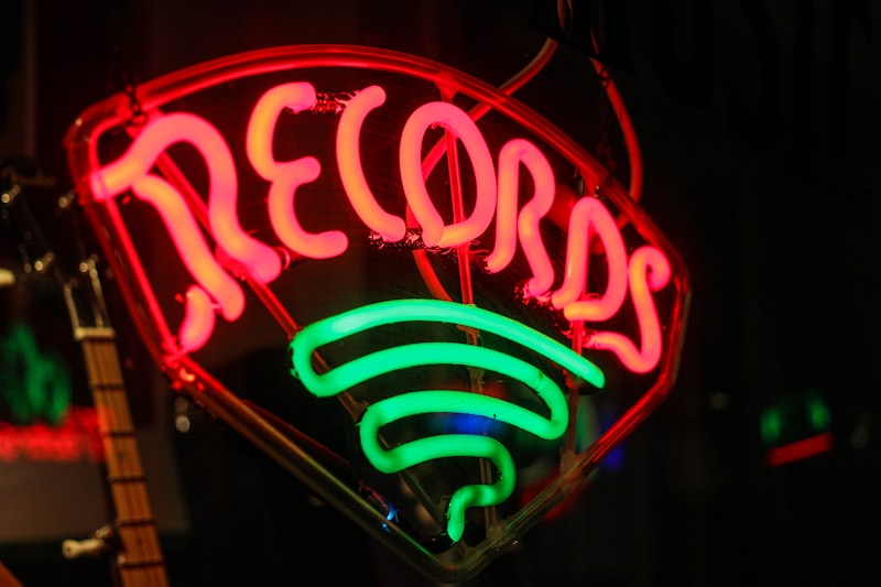 Turntables and records at DJ live event